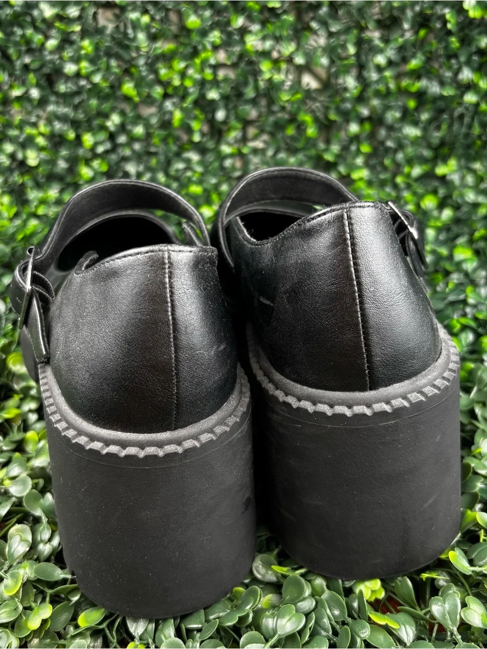 MADDEN NYC Black Leather Mary Jane Loafers with Buckle Strap size 8.5 woman